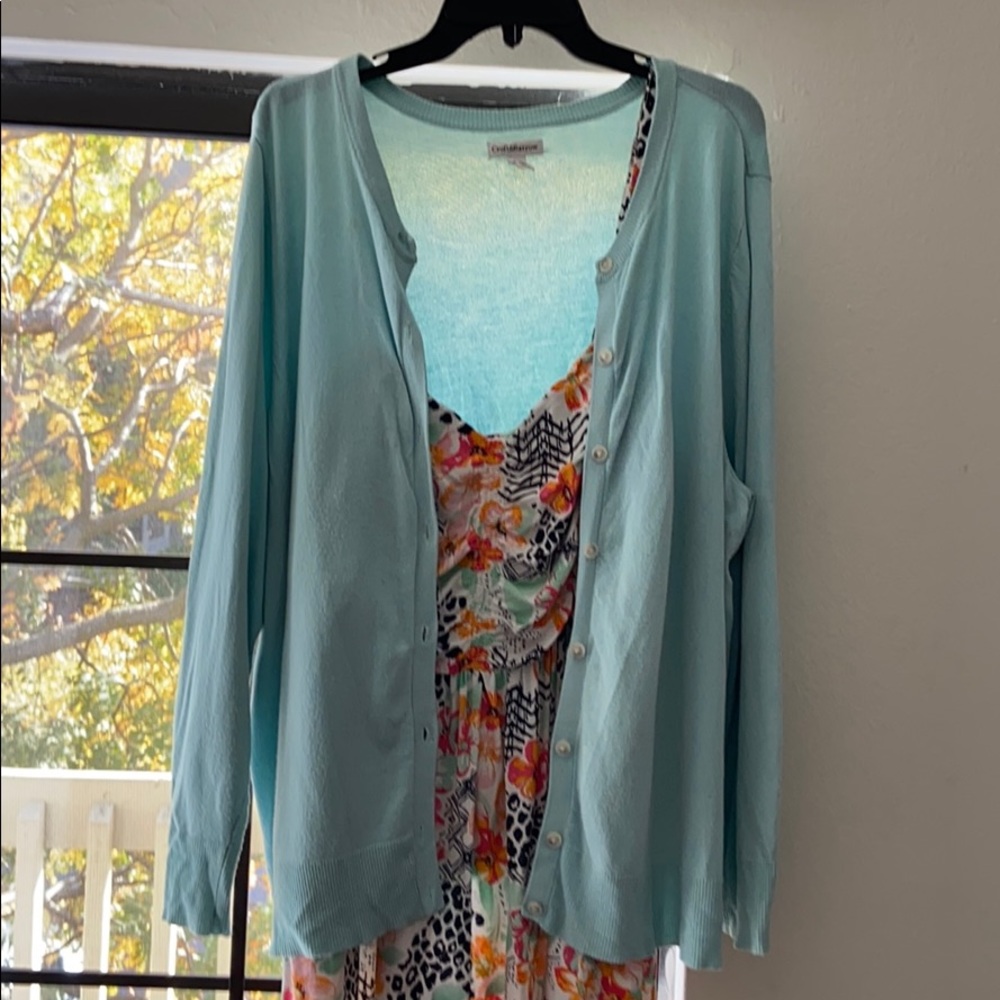 mint green buttoned down sweater